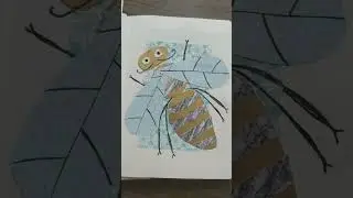 peachtober day 25- stripes. I have collaged a stripey bee #illustration