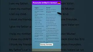 German for Beginners 🇩🇪 | Possessive Articles |#article #shorts  #eduwaygermany