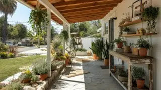 Beautiful Small Rustic Farmhouse Veranda Garden Ideas with Vertical Planting Perfect for Tiny Yards