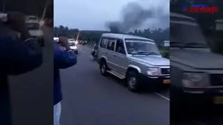 Tata Nano car catches fire, driver escapes unhurt