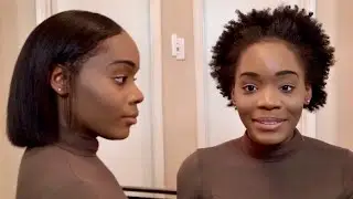 Flat Ironing & Cutting Natural Hair | No Heat Damage