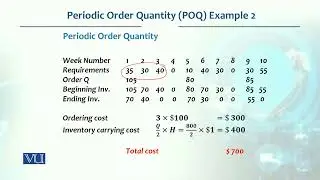 Periodic Order Quantity  (POQ) example 2 | Production / Operations management | MGT713_Topic181