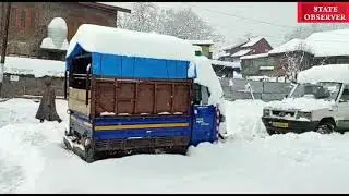Heavy snowfall in Aharbal area of Kulgam district