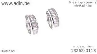 White gold estate earrings ear loops with baguette diamonds. (Adin reference: 13262-0113)