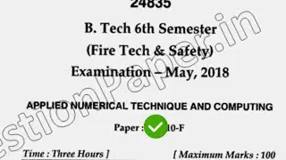 2018 Mdu BTech FTS 6th Sem Applied Numerical Technique & Computing Question Paper