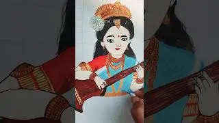 saraswati mata painting |ma Saraswati ki easy painting |#trending #viral#artshorts#drawing#aestheic