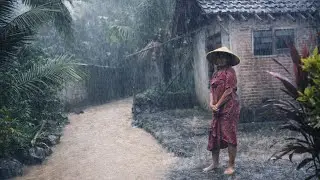 Heavy rain poured down on my village non-stop, causing major flooding.