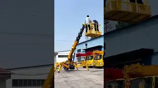 3 Spider crane with hanging basket#shortvideo #shorts #short #automobile #crane #machine #excavator