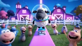 Shaun the Sheep playing on skate board