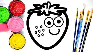 Baby Paint Cute Strawberry and Heart Painting Pages for Baby, Learn to Color with Paint