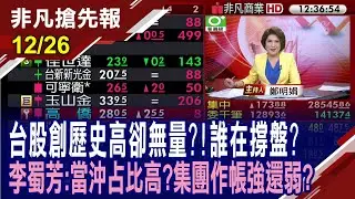 【台股創歷史高卻無量?!誰在撐盤? 李蜀芳:當沖占比高?集團作帳強還弱?】20251226(鄭明娟×李蜀芳)