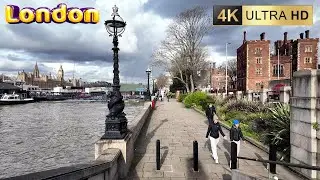 Central London Walk: A Sunny March Day 4K60