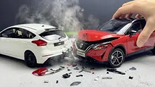 УЖАСНАЯ АВАРИЯ! 💥 Nissan Qashqai против Ford Focus RS - Реалистичная модель столкновения автомоби...