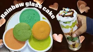 Rainbow Layered glass Cake | Perfect for Kids & Parties #cake #rainbowcake