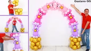 ARCOSITOS 🧸💞 como hacer un arco de globos con osos de globos ✨decoración con globos con Gustavo gg