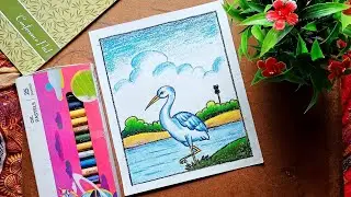 How To Draw Heron Scenery Step By Step For Beginners ✍🏻🎨🦢|| Egret Drawing || Easy Bok Drawing.