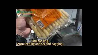 Full automatic rice roll feeding and packing system with secondary packaging | Auto arrange & pack