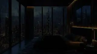 Rainy Window Ambience 🌧️ Elegant Cityscape with Relaxing Jazz and Soothing Sounds for Peaceful Night