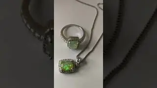 opal 925sterling silver ring necklace platinum plated