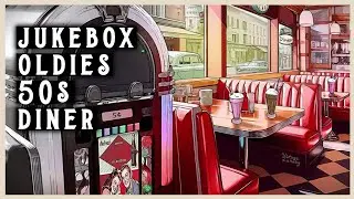 Jukebox Oldies 1950s Diner (Oldies Playing Another Room, People Chatter) 4 HRS ASMR 🍨🍔🥤