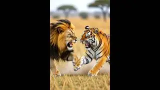 Lion vs Tiger battle #animalfightsinthewild #lionvstigerfight  #animalfightclub #tigervslion