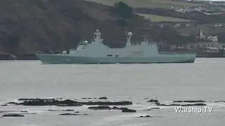 ROYAL DANISH NAVY HDMS ABSALON L16 BY THE BREAKWATER IN PLYMOUTH SOUND - 4th December 2017