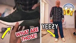 Surprising my GRANDPA with YEEZY'S! CROCS to YEEZY'S (HILARIOUS REACTION LOL)