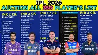 Ipl 2026 Mini Auction All 350 Final Player's List 🚨 Mini Auction Player's Full List🎯