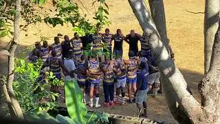 Lodoni Ruggers singing Vinaka Jisu after their training session in Sabeto District School grounds