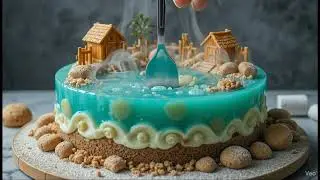 Mini Ski Lodge Hot Spring Cake Asmr Cutting #asmr #cakecutting 