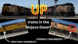 Union Pacific Trains in the Mojave Desert! ~ ft. 2 Repainted UP C44ACMs &  Friendly Crew!