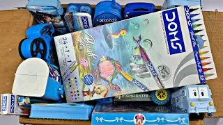 My Blue Stationery Collection 🥰 Brush Pens, Hilighters, Colors, Geometry, Eraser, Keychain, Lunchbox
