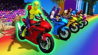SPIDER MAN GONE WILD! 😱 Mega Ramp Superhero Race GTA 5 Gameplay