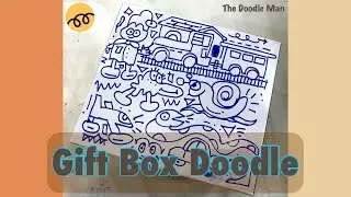 Doodling on Square GIFT BOX | DOODLE ART WRAP IDEAS