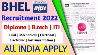 BHEL Recruitment 2022 | Diploma B.tech ITI | All India Apply | Bhel jhasi Apprentice 2022@KKSINDIAN