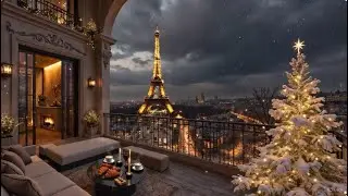 Paris Winter Balcony Caf&eacute; Jazz ☕ Cozy Christmas Ambience & Relaxing Jazz Music for Study, Focus