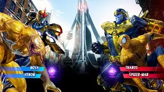 Nova & Yellow Venom vs Thanos & Spiderman (Very Hard) Marvel vs Capcom | 4K UHD Gameplay