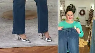 Belle by Kim Gravel Primabelle Patch Pocket Flare Jean on QVC