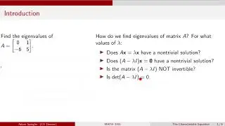 MATH 3191: Definition and Example of Characteristic Equation