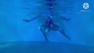 Aquaaerobics. Water exercises with dumbbell.