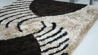 Hand Tufted Shag Polyester 5'x8' Area Rug Contemporary Beige Brown K00063