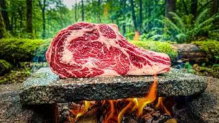 Cooking the JUICIEST Steaks by the River | Wilderness Fire Cooking