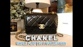 Chanel Small Flap Bag | 21A Collection | Black Calf | Gold Chain | Adjustable Strap |  New Release