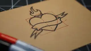 How to draw a Basic Traditional Tattoo Sacred Heart with Ribbon