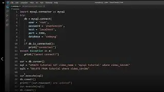 Python MySQL Tutorial | Advanced python tutorial  Python MySQL - Update Table data