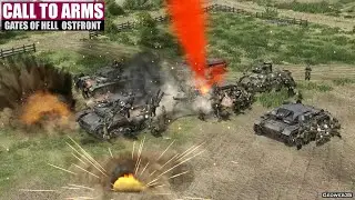 Call to Arms Gates of Hell Ostfront Finest Hour DLC - Artillery Strike on German Infantry and Tanks