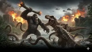 Titan Ape vs T-Rex &ndash; Incredible 8K Monster Battle!  #monsterfight #epicbattle #usa