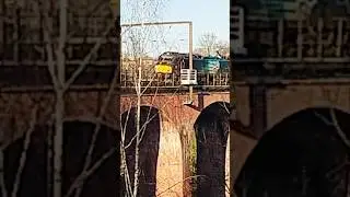 Diverted DRS class 88 & 68 locomotives crossing south on viaduct ECML