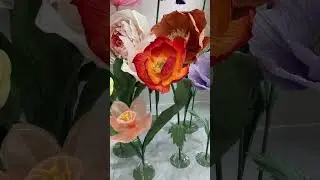 A variety of large flower sculptures