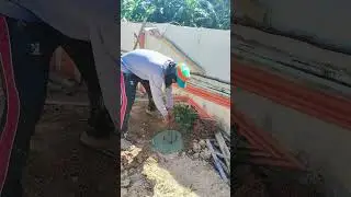 Inserting the concrete frame into the cement #shorts